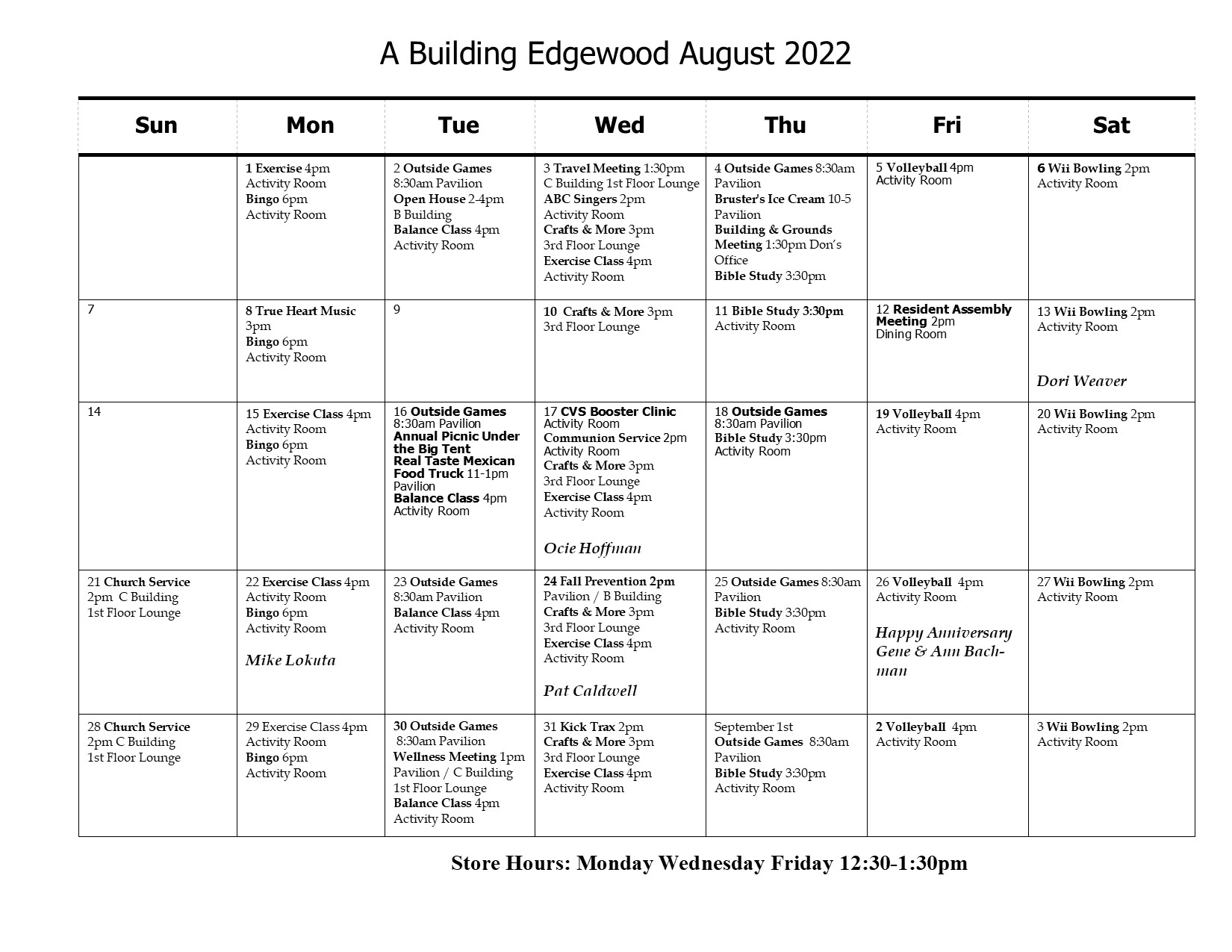 A Building August Calendar 2022
