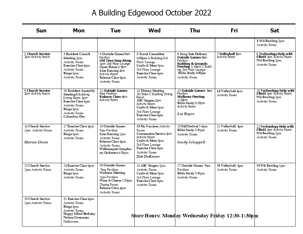A Building October Calendar 2022