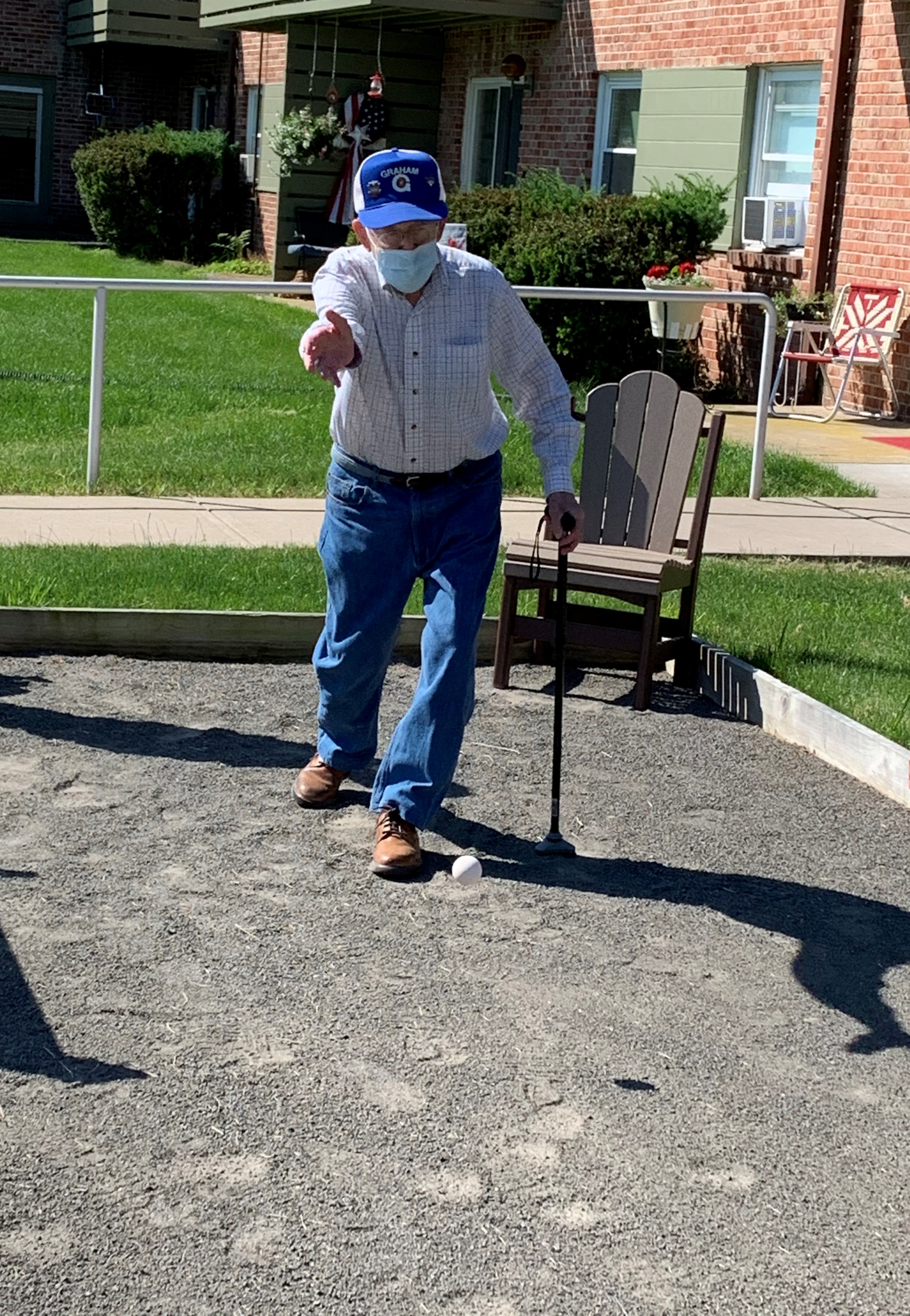 Bocce Ball Clair Keefer tossing pallino ball