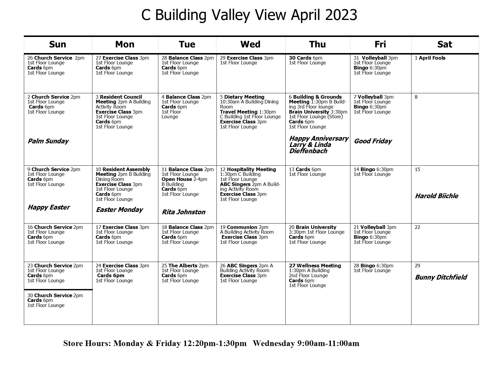 C Calendar April 2023