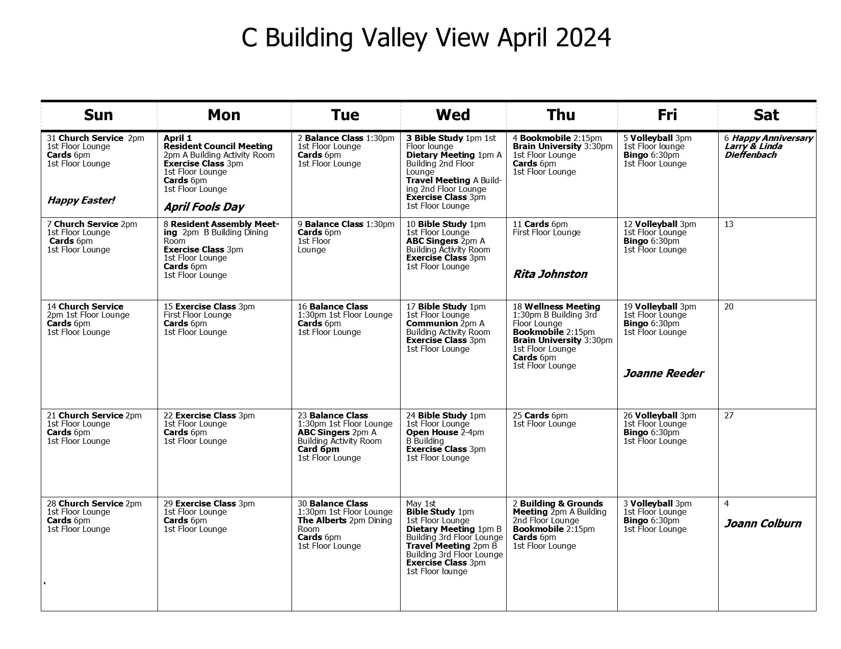 C Calendar April 2024