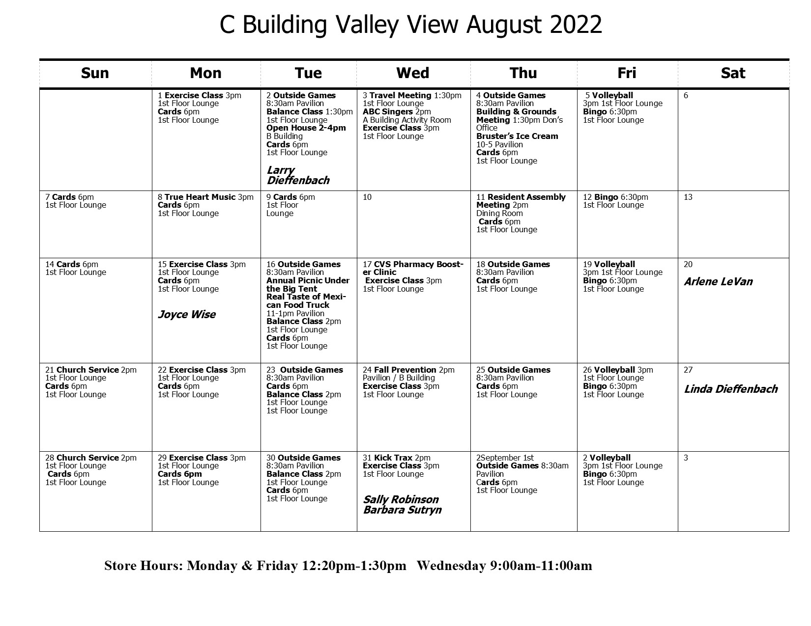 C Calendar August 2022