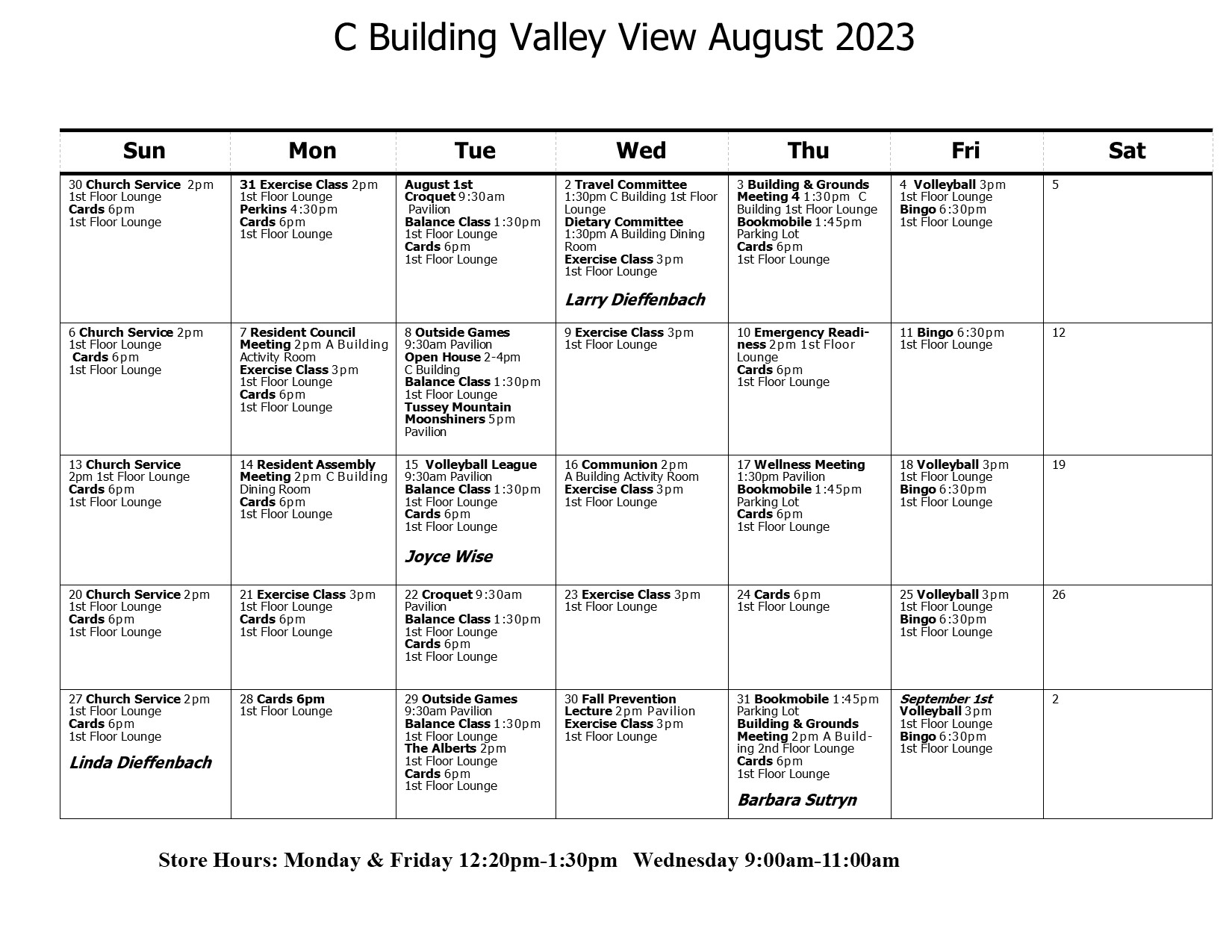 C Calendar August 2023