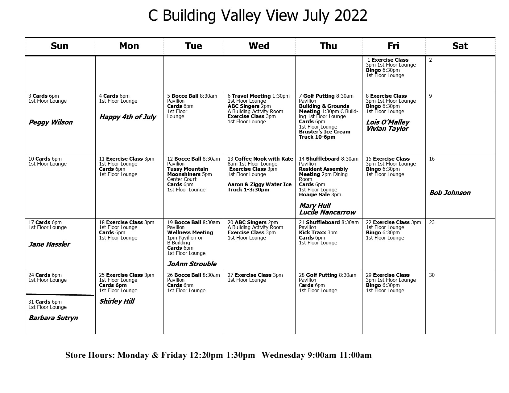 C Calendar July 2022
