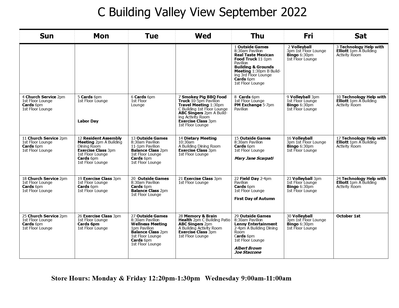 C Calendar September 2022