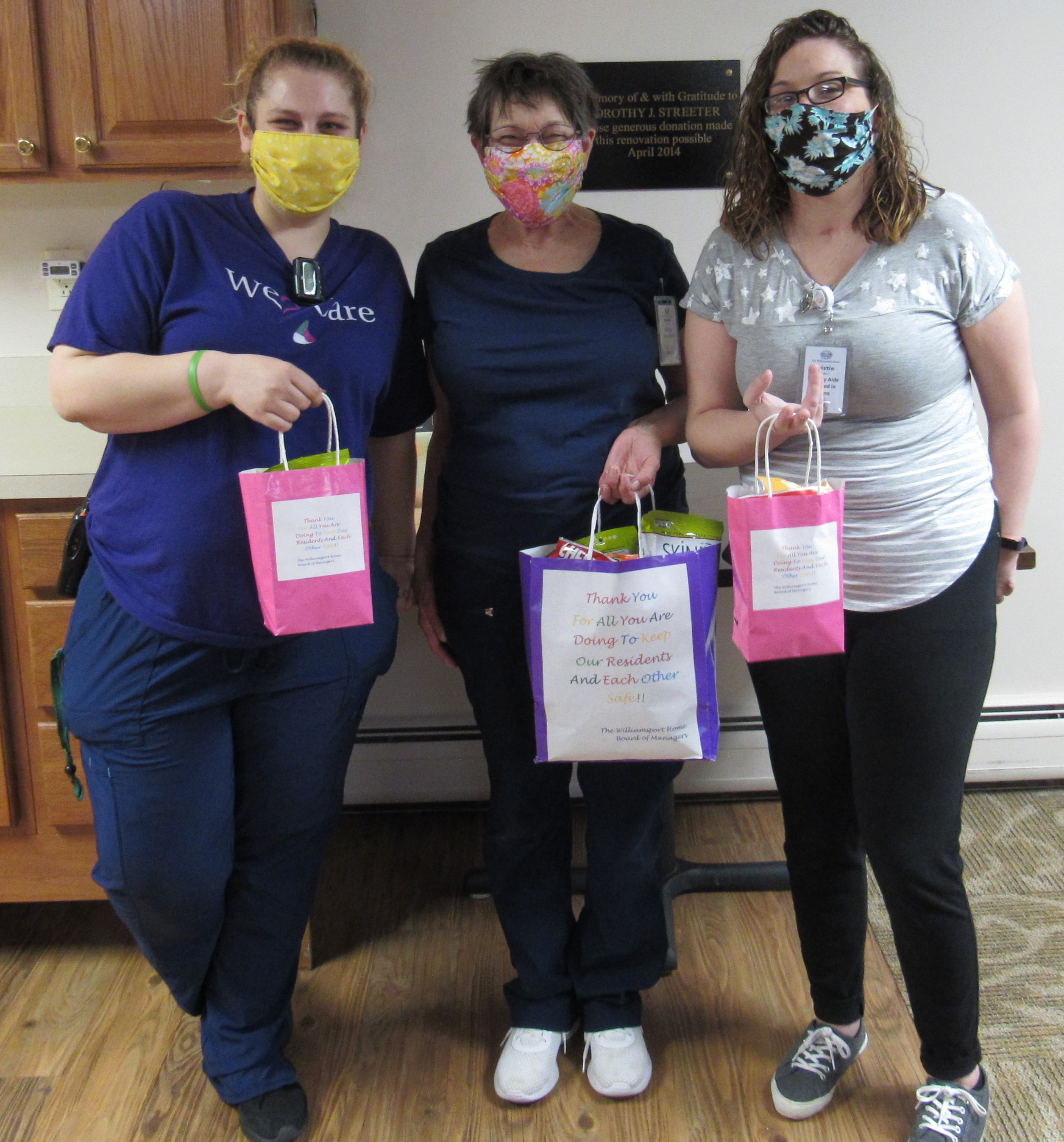 Heather Melinda and Kristie with Board treat bags 2