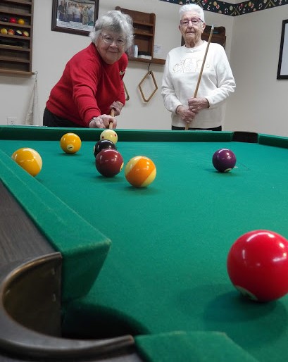 Lucille and Tilly playing pool 2
