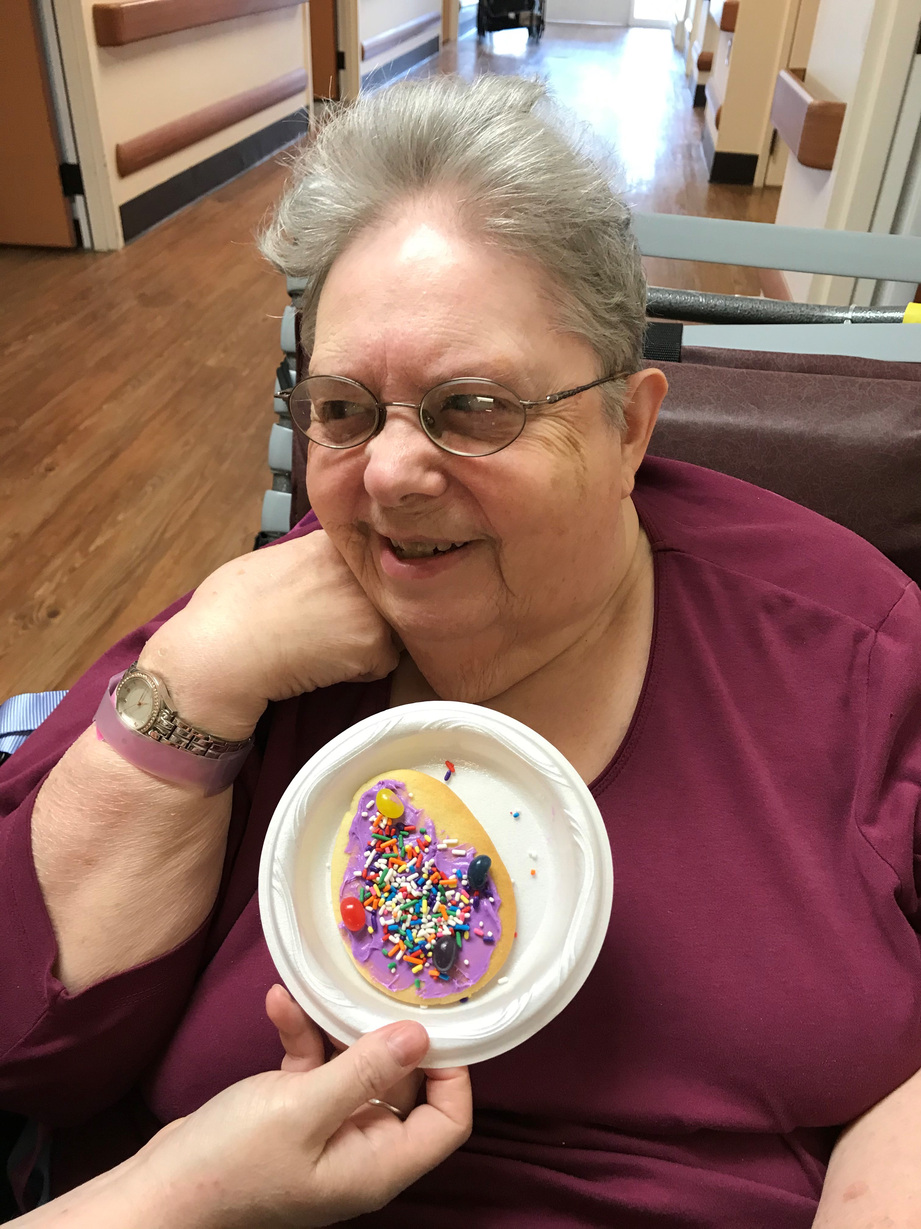 Marla Crossley at SNF with Easter Cookie