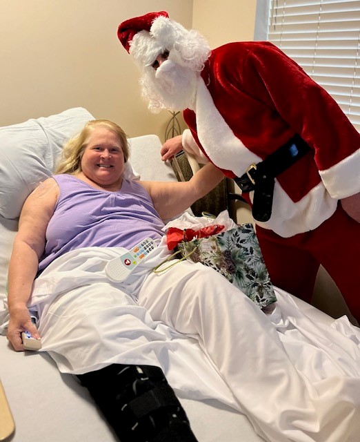Sharon Boyer with Santa