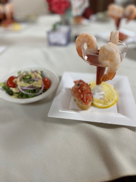 Shrimp Cocktail salad and bruschetta